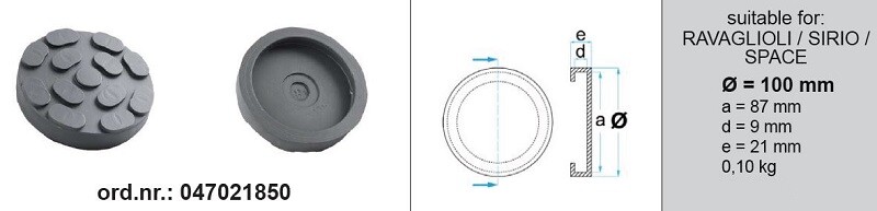Podkładka kumi, do ramion podnośnika, ilość: 1 kpl, 100mmx87mmx21mm, typ: okrąg, do podnośnika (Producent): RAVAGLIOLI / SIRIO / SPACE