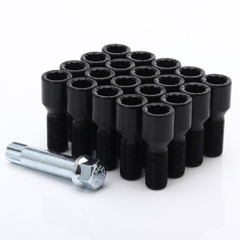 JR Bolts Black B1215H26BK-1 M12x1.5x26 Tuner Hex 20mm Conical 60° 20 Kpl + Key
