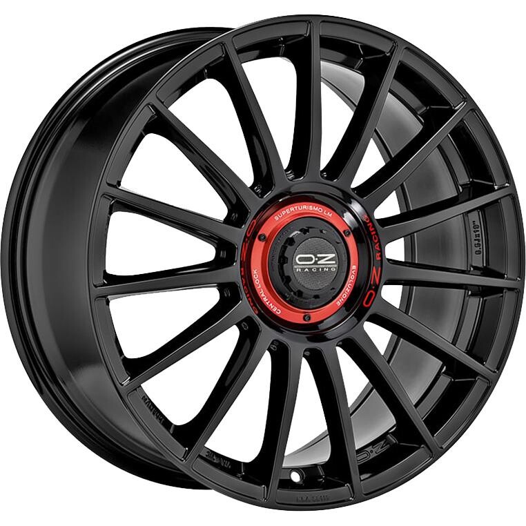 alumiinivanne OZ Racing Superturismo Evoluzione Gloss Black + Red Lettering 8.5x20" 5x112 ET45 keskireikä 79