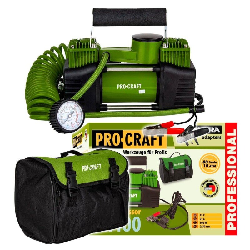 autokompressori 12V Procraft LK400, kahdella männällä, 10 bar / 80 l/min
