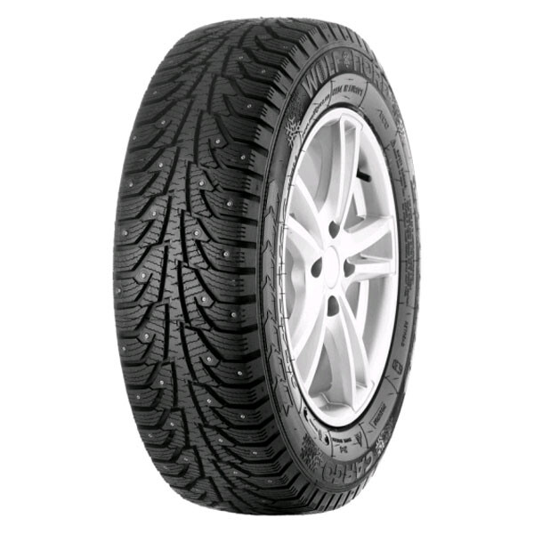 Pakettiauton nastarengas 225/65RR16C WOLF Nord Cargo (pinnoitettu) 112/110Q pinnoitettu rengas! WOLF TYRES NORD renkaat ovat kehitetty, ottamalla huomioon maita, joiden talviolosuhteet ovat ankarat, jolla on erinomainen pito jäällä ja lumella. vahvistetut sivuseinämät ja ja erityinen kulutuspinnan kuvio takaavat pitkän käyttöiän.