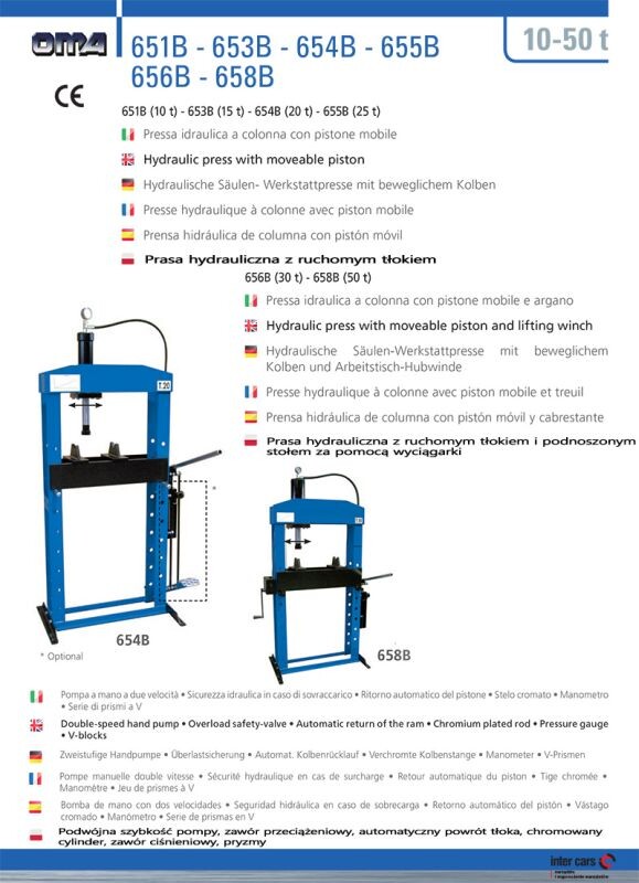 hydraulinen puristin kädellä toimiva, paine: 30t