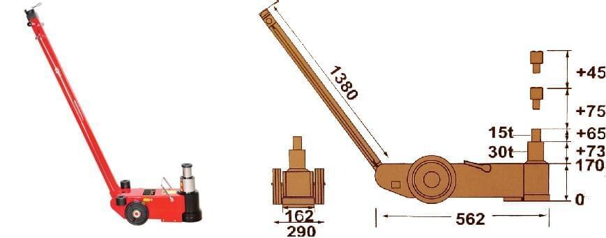 tunkki pneumaattinen hydraulinen , 15T/30T,  PROFITOOL