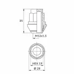 mutteri M12x1,50/35/19 suljettu Ford OE