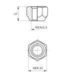 mutteri M14x1,5/17/21 avoin