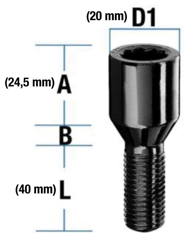 torx-pultti pt14x1.50/40/- (p67. ¤20mm) musta