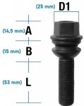 pultti pk14x1.50/53/19 (pk/r14. p83. ch19). musta. koonusseibiga